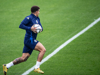 Giovanni di Lorenzo of SSC Napoli attends the Italy training camp session in Coverciano, Florence, on October 7, 2024. (