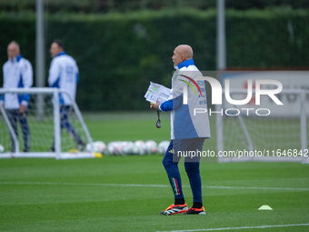 The Head Coach of Italy attends the Italy training camp session in Coverciano, Florence, on October 7, 2024. (