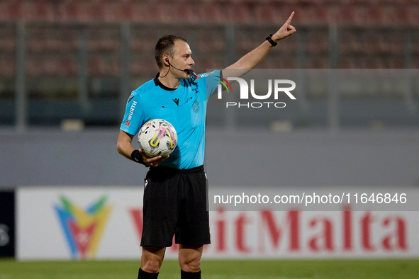 Slobodan Petrovic, appointed match referee by the Malta FA, officiates during the Malta 360 Sports Premier League soccer match between Hamru...