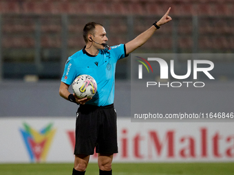 Slobodan Petrovic, appointed match referee by the Malta FA, officiates during the Malta 360 Sports Premier League soccer match between Hamru...