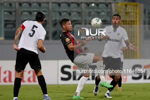 Raphael Lopes Silva of Hamrun Spartans tries to control the ball during the Malta 360 Sports Premier League soccer match between Hamrun Spar...