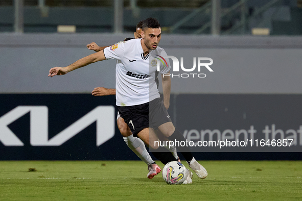 Ayrton Attard of Hibernians is in action during the Malta 360 Sports Premier League soccer match between Hamrun Spartans and Hibernians at t...