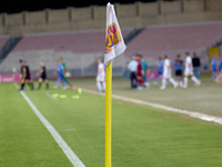 The Malta 360 Sports Premier League logo appears on the corner flag before the Malta 360 Sports Premier League soccer match between Zabbar S...