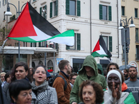 In Brescia, Italy, on October 7, 2024, a pro-Palestinian rally takes place on the anniversary of the Hamas attack on Israel. In the picture:...