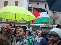 In Brescia, Italy, on October 7, 2024, a pro-Palestinian rally takes place on the anniversary of the Hamas attack on Israel. In the picture:...