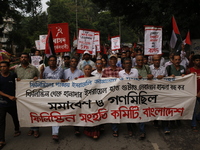 Activists of the Palestine Solidarity Committee, Bangladesh, participate in a protest demanding an end to the war in Lebanon and Palestine i...