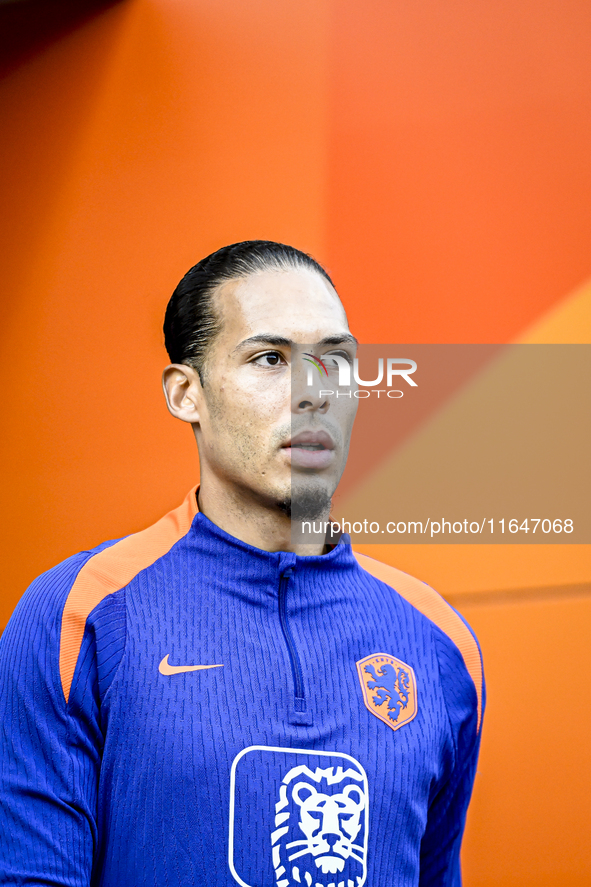 Netherlands player Virgil van Dijk participates in the training and press conference for the Netherlands Nations League season 2024-2025 at...