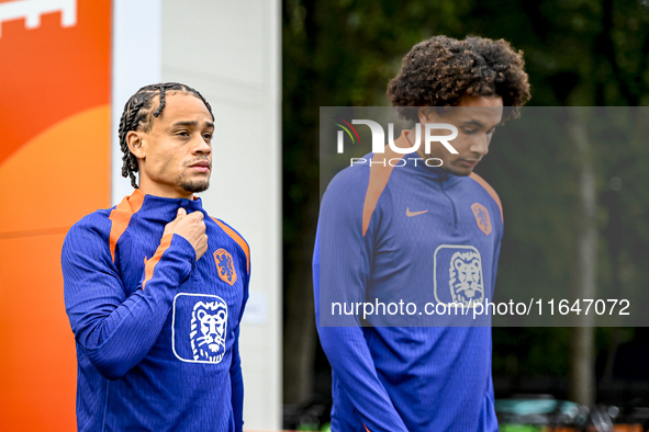 Netherlands players Xavi Simons and Joshua Zirkzee participate in the training and press conference for the Netherlands Nations League seaso...