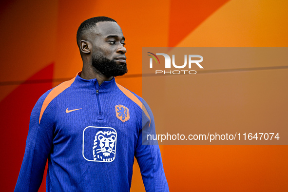 Netherlands player Lutsharel Geertruida participates in the training and press conference for the Netherlands Nations League season 2024-202...