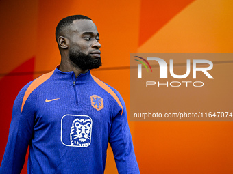 Netherlands player Lutsharel Geertruida participates in the training and press conference for the Netherlands Nations League season 2024-202...