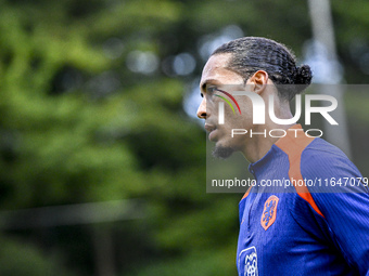 Netherlands player Virgil van Dijk participates in the training and press conference for the Netherlands Nations League season 2024-2025 at...