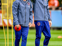 Netherlands assistant trainer Erwin Koeman and Netherlands assistant trainer Wim Jonk are present during the training and press conference f...