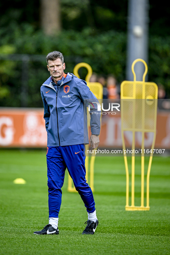 Netherlands assistant trainer Wim Jonk is present during the match training and press conference for the Netherlands on October 7, 2024, at...