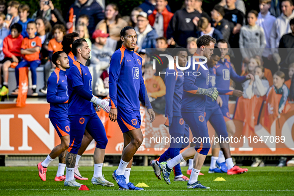 Netherlands player Virgil van Dijk participates in the training and press conference for the Netherlands Nations League season 2024-2025 at...