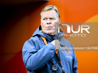 Netherlands trainer coach Ronald Koeman participates in the match training and press conference for the Netherlands on October 7, 2024, at t...