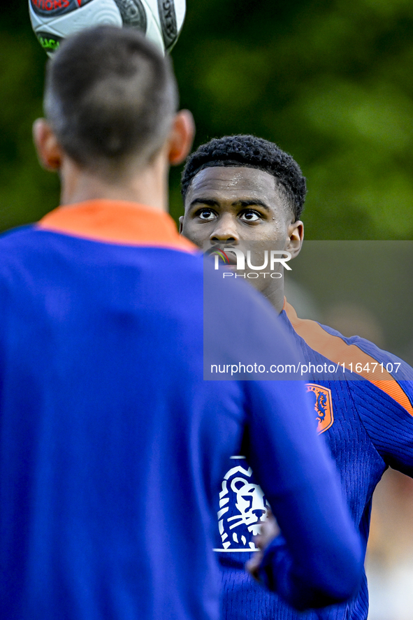 Netherlands player Jorrel Hato participates in the training and press conference for the Netherlands Nations League season 2024-2025 at the...