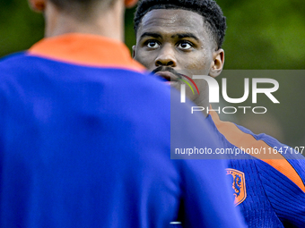 Netherlands player Jorrel Hato participates in the training and press conference for the Netherlands Nations League season 2024-2025 at the...