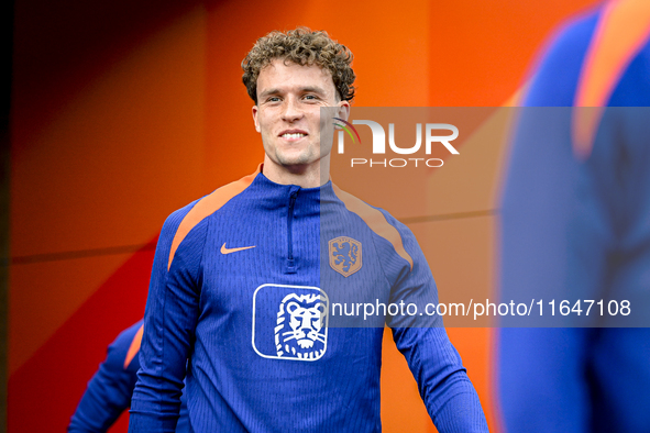 Netherlands player Mats Wieffer participates in the training and press conference for the Netherlands on October 7, 2024, at the KNVB Campus...