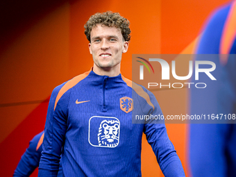 Netherlands player Mats Wieffer participates in the training and press conference for the Netherlands on October 7, 2024, at the KNVB Campus...