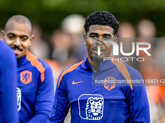 Netherlands player Ian Maatsen participates in the training and press conference for the Netherlands on October 7, 2024, at the KNVB Campus...