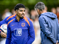 Netherlands player Ian Maatsen participates in the training and press conference for the Netherlands on October 7, 2024, at the KNVB Campus...