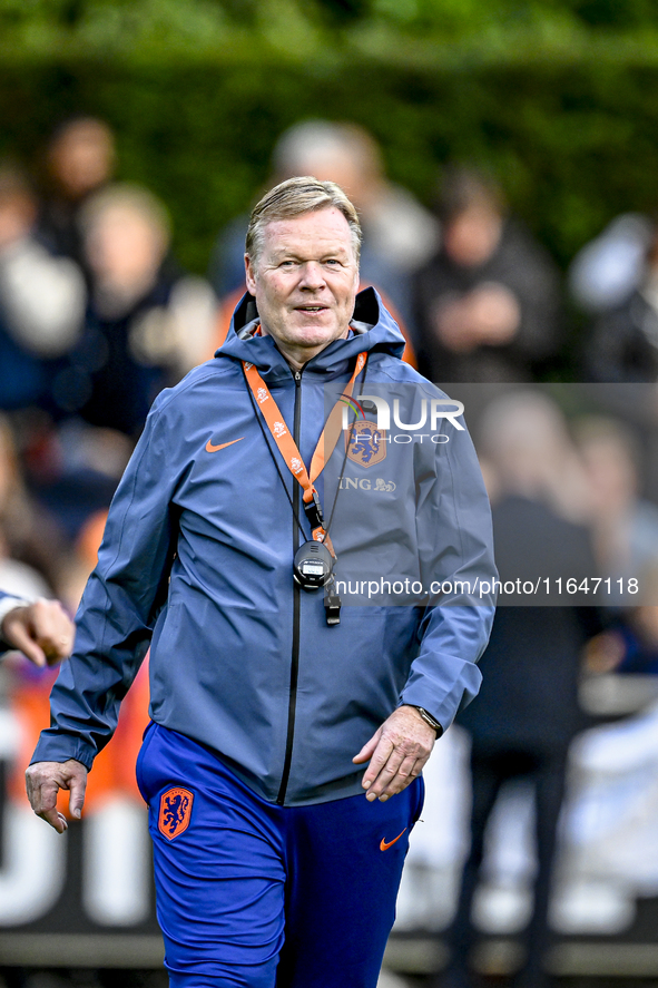 Netherlands trainer coach Ronald Koeman participates in the match training and press conference for the Netherlands on October 7, 2024, at t...