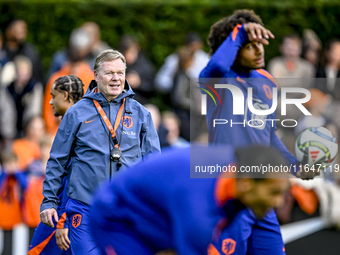 Netherlands trainer coach Ronald Koeman participates in the match training and press conference for the Netherlands on October 7, 2024, at t...