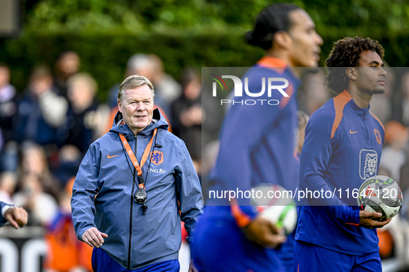 Netherlands trainer coach Ronald Koeman participates in the match training and press conference for the Netherlands on October 7, 2024, at t...