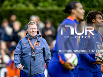 Netherlands trainer coach Ronald Koeman participates in the match training and press conference for the Netherlands on October 7, 2024, at t...