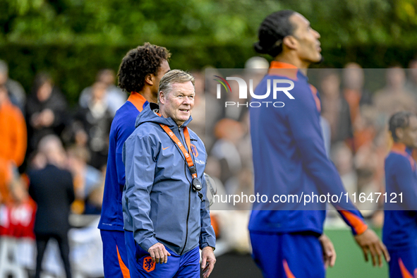 Netherlands trainer coach Ronald Koeman participates in the match training and press conference for the Netherlands on October 7, 2024, at t...