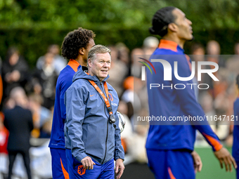 Netherlands trainer coach Ronald Koeman participates in the match training and press conference for the Netherlands on October 7, 2024, at t...