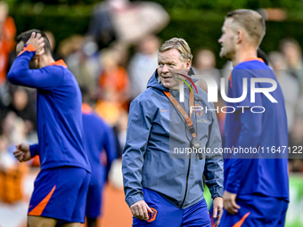 Netherlands trainer coach Ronald Koeman participates in the match training and press conference for the Netherlands on October 7, 2024, at t...