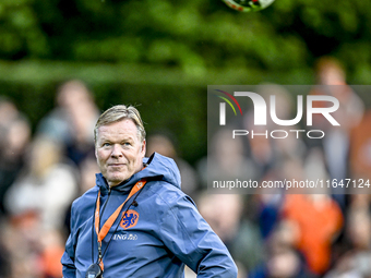 Netherlands trainer coach Ronald Koeman participates in the match training and press conference for the Netherlands on October 7, 2024, at t...