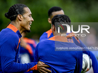 Netherlands player Virgil van Dijk participates in the training and press conference for the Netherlands Nations League season 2024-2025 at...