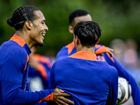 Netherlands player Virgil van Dijk participates in the training and press conference for the Netherlands Nations League season 2024-2025 at...