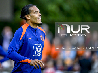 Netherlands player Virgil van Dijk participates in the training and press conference for the Netherlands Nations League season 2024-2025 at...