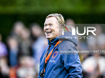 Netherlands trainer coach Ronald Koeman participates in the match training and press conference for the Netherlands on October 7, 2024, at t...