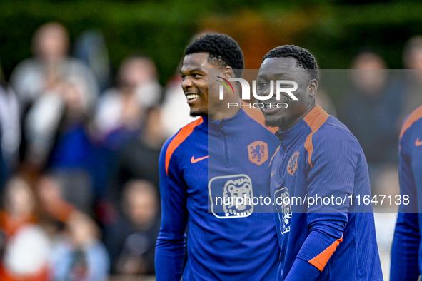 Netherlands players Denzel Dumfries and Brian Brobbey participate in the training and press conference for the Netherlands Nations League se...