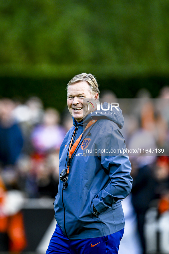 Netherlands trainer coach Ronald Koeman participates in the match training and press conference for the Netherlands on October 7, 2024, at t...