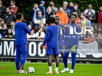 Netherlands player Jorrel Hato participates in the training and press conference for the Netherlands Nations League season 2024-2025 at the...