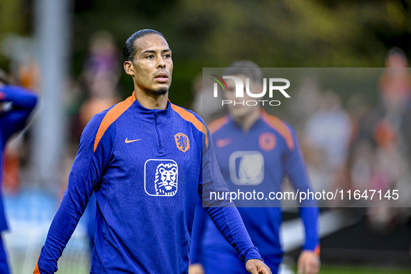 Netherlands player Virgil van Dijk participates in the training and press conference for the Netherlands Nations League season 2024-2025 at...