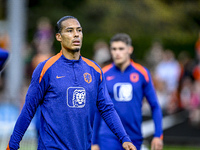 Netherlands player Virgil van Dijk participates in the training and press conference for the Netherlands Nations League season 2024-2025 at...