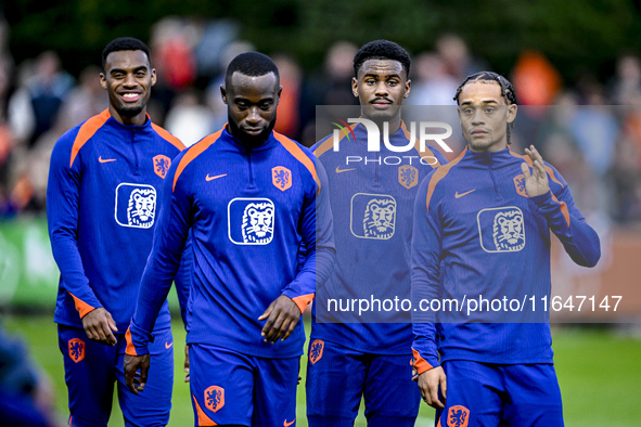 Netherlands players Ryan Gravenberch and Jorrel Hato participate in the training and press conference for the Netherlands Nations League sea...