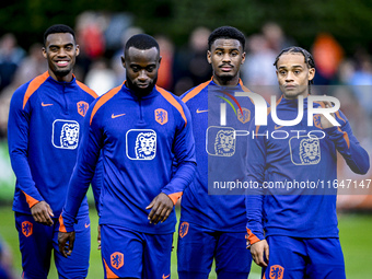 Netherlands players Ryan Gravenberch and Jorrel Hato participate in the training and press conference for the Netherlands Nations League sea...