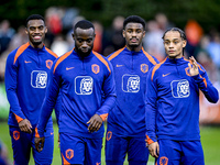 Netherlands players Ryan Gravenberch and Jorrel Hato participate in the training and press conference for the Netherlands Nations League sea...