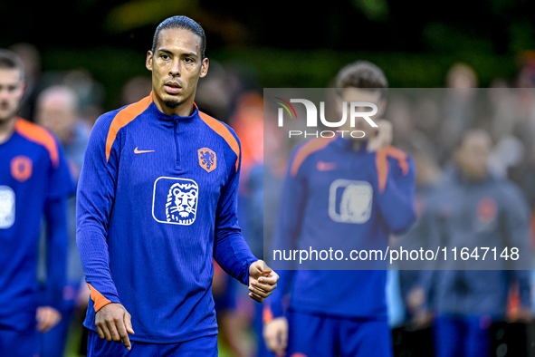 Netherlands player Virgil van Dijk participates in the training and press conference for the Netherlands Nations League season 2024-2025 at...