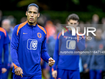 Netherlands player Virgil van Dijk participates in the training and press conference for the Netherlands Nations League season 2024-2025 at...