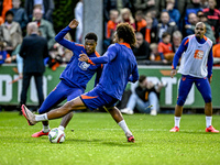 Netherlands player Denzel Dumfries participates in the training and press conference for the Netherlands Nations League season 2024-2025 at...