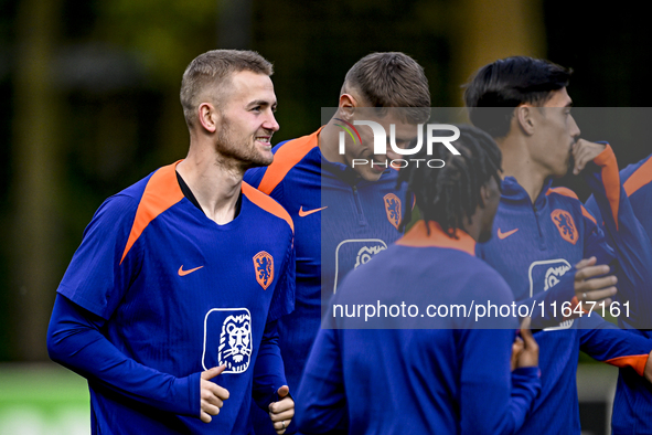 Netherlands player Matthijs de Ligt participates in the training and press conference for the Netherlands on October 7, 2024, at the KNVB Ca...