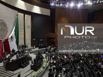 View of a tribute to Ifigenia Martinez, President of the Chamber of Deputies, in Mexico City, Mexico, on October 7, 2024, who passes away at...